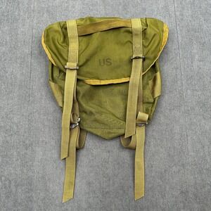 Vintage US Army Field Pack Olive Drab Canvas Combat Bag US Stamped 1214